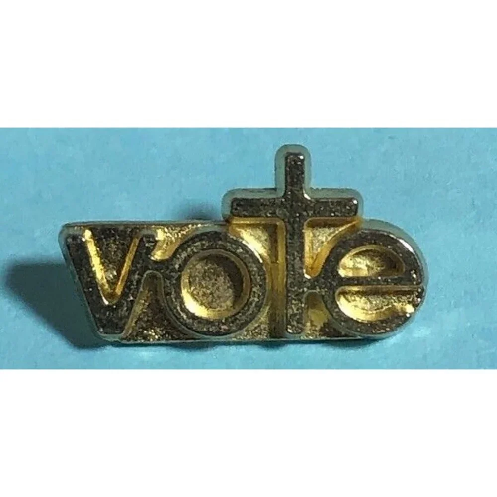 Vintage VOTE Political Gold Tone Lapel, Hat Pin